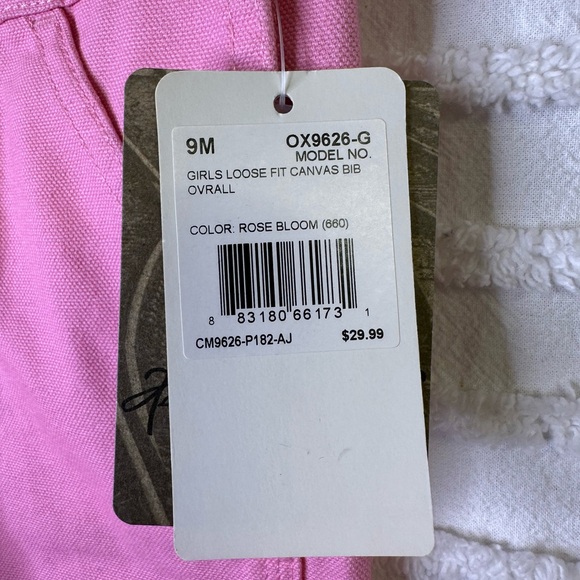 Carhartt Infant Canvas Pink Overalls 9M or 12M NEW - Picture 8 of 8